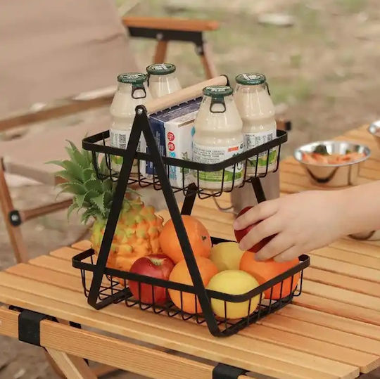 Fruitieră Metalic 2 nivele Negru