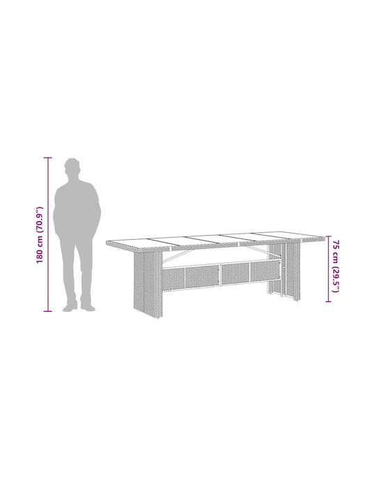 Tisch Stabil Black 240x90x75cm