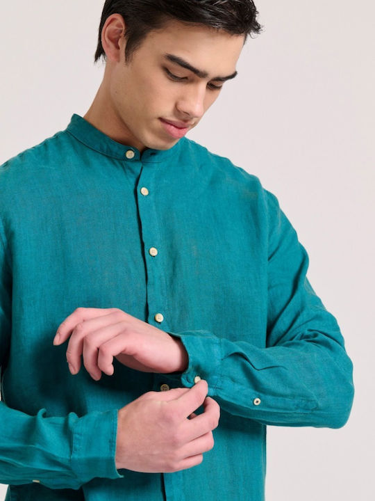 Long-sleeved Linen Shirt Deep Teal