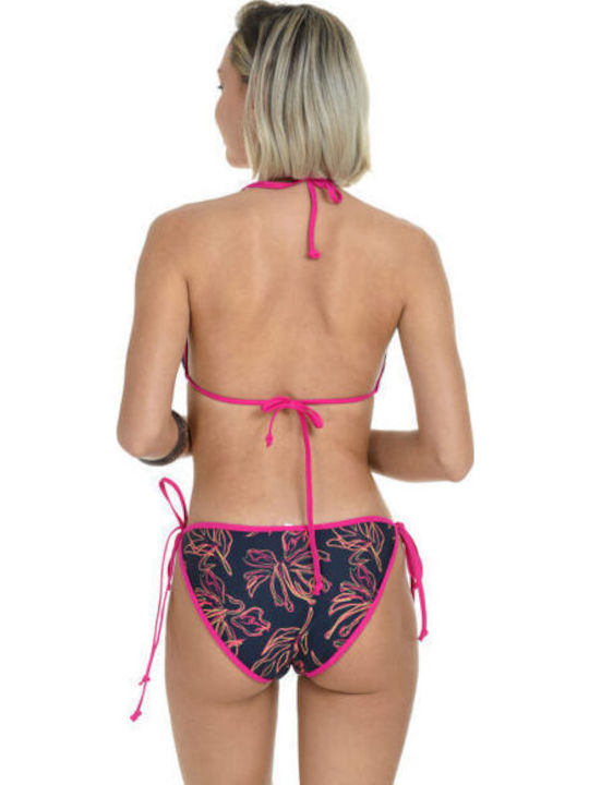 Set Bikini Floral Φουξ – Μαύρο