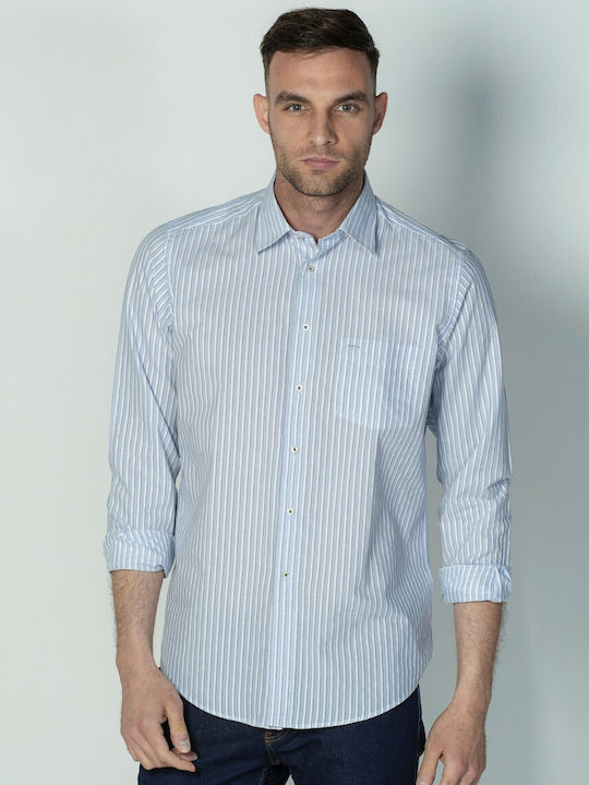 Dors Men's Shirt Cotton Striped Light Blue