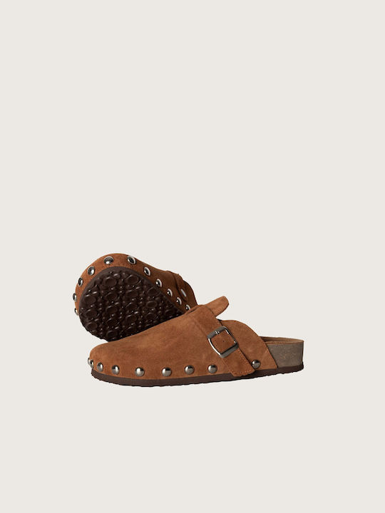 Sloane Slippers Leather Clogs Brown