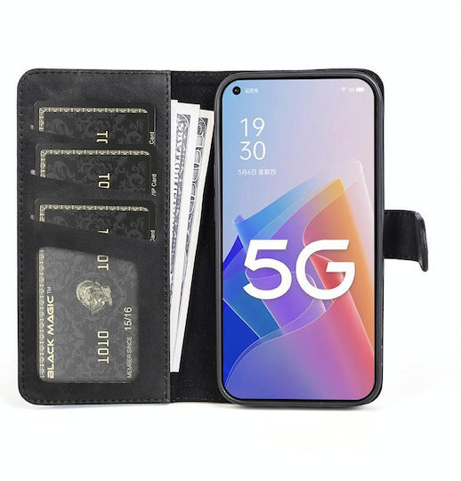 Book Δερμάτινο / Σιλικόνης Μαύρο (Oppo A96 5G)