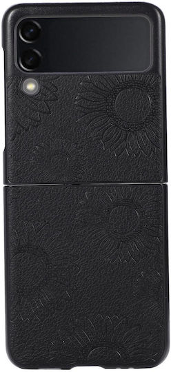 Samsung Galaxy Z Flip3 5G Sunflower Pattern Leather + TPU + PC Shockproof Mobile Phone Case Black
