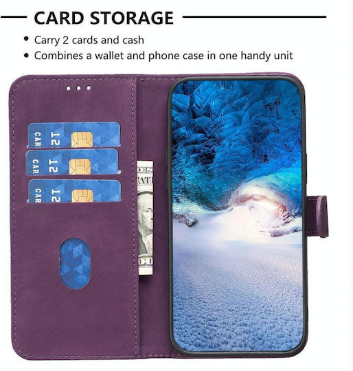 Nokia C22 karierte geprägte Lederhandyhülle Lila