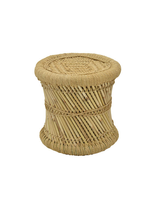 Stool For Living Room Wooden Hole Natural Bamboo 2pcs