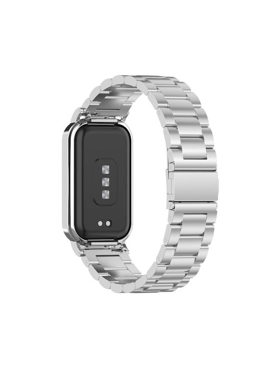 Xiaomi Smart Band 8 Active Three Bead Stainless Steel Watch Band + Watch Metal Frame Silver Xiaomi Smart Band 8 Active Three Bead Stainless Steel Watch Band + Watch Metal Frame Silver