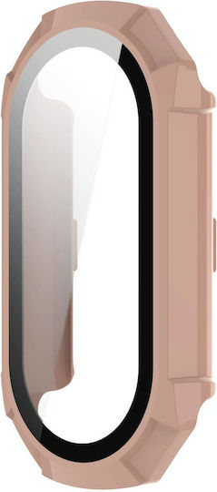 Xiaomi Mi Band 8 Pc + Tempered Glass Integrated Protective Watch Case Pink