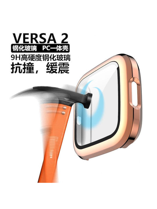 Fitbit Versa 2 Plating Pc Shell + Tempered Glass Film Rose Gold