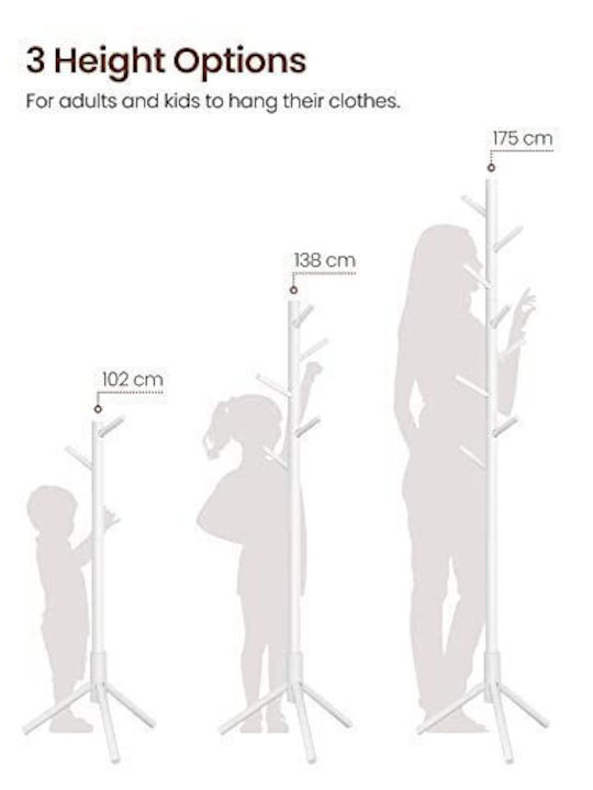 Songmics Καλόγερος Ξύλινος Λευκός 47x47x175cm
