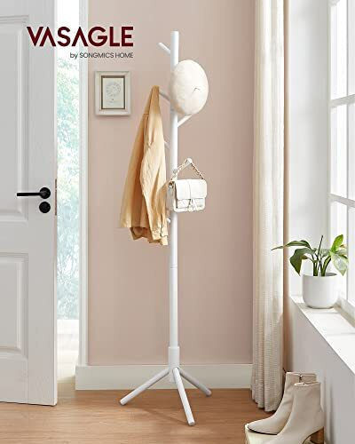 Songmics Καλόγερος Ξύλινος Λευκός 47x47x175cm