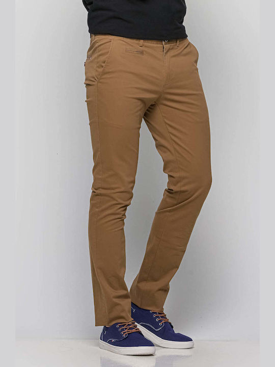 Men's Trousers Chinos Elastic in Slim Fit Brown