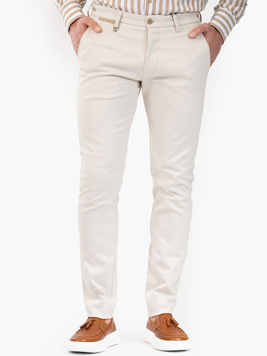 Trousers Elastic in Regular Fit White