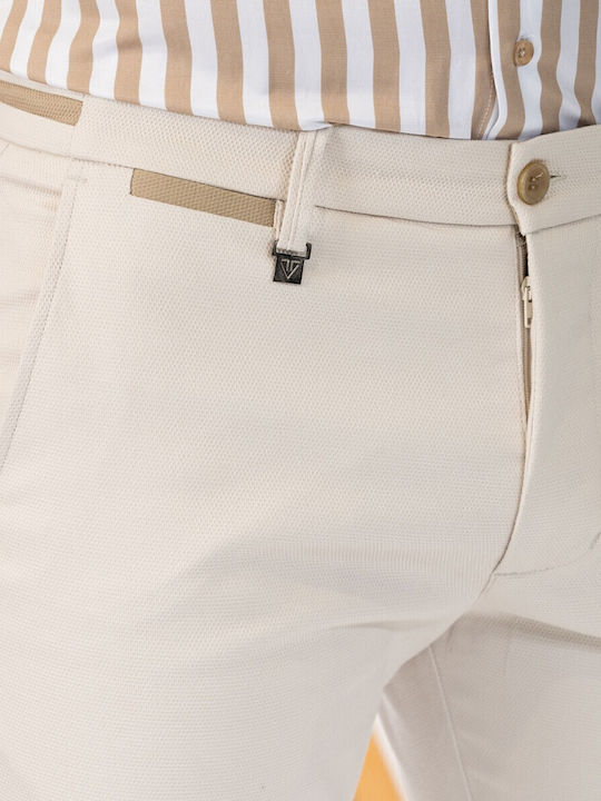 Trousers Elastic in Regular Fit White
