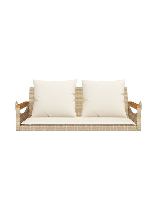Rattan Swing Beige with 110kg Maximum Weight Capacity L109xW62xH40cm