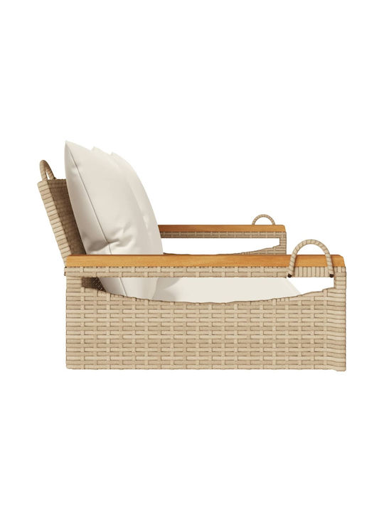 Rattan Swing Beige with 110kg Maximum Weight Capacity L109xW62xH40cm