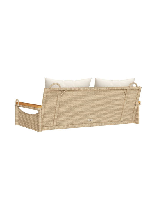 Rattan Swing Beige with 110kg Maximum Weight Capacity L109xW62xH40cm