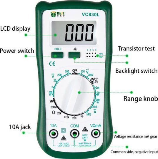 Best Ψηφιακό Πολύμετρο Τσέπης με Μέτρηση AC / DC TOOL-MVC830L