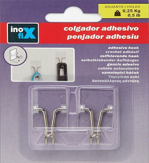 Inofix Wall Hanger Plastic Silver 4.1x1.6x2cm 2 Pieces
