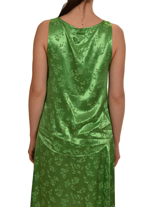 Bluza Damă Satin Floral Verde