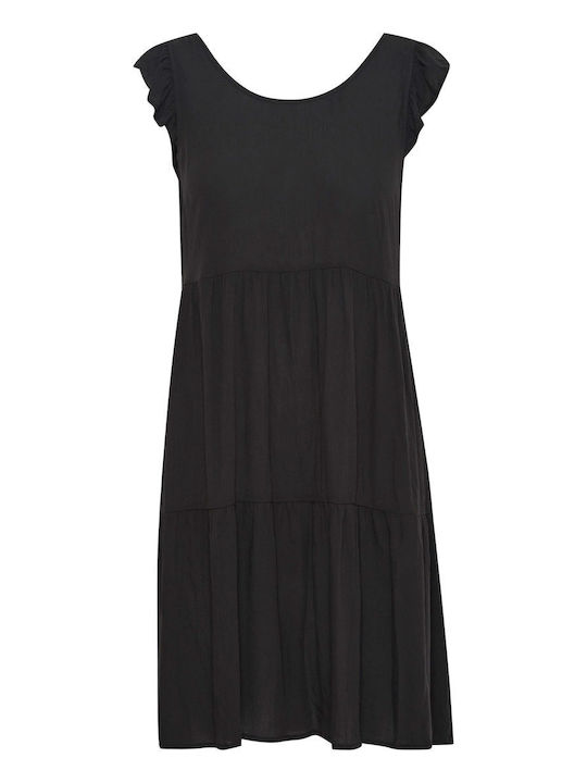 ICHI Dress with Ruffle Black