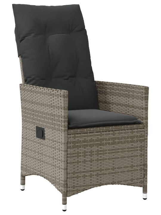 Scaun de exterior Rattan Gri cu pernă 2buc 49x50.5x92cm