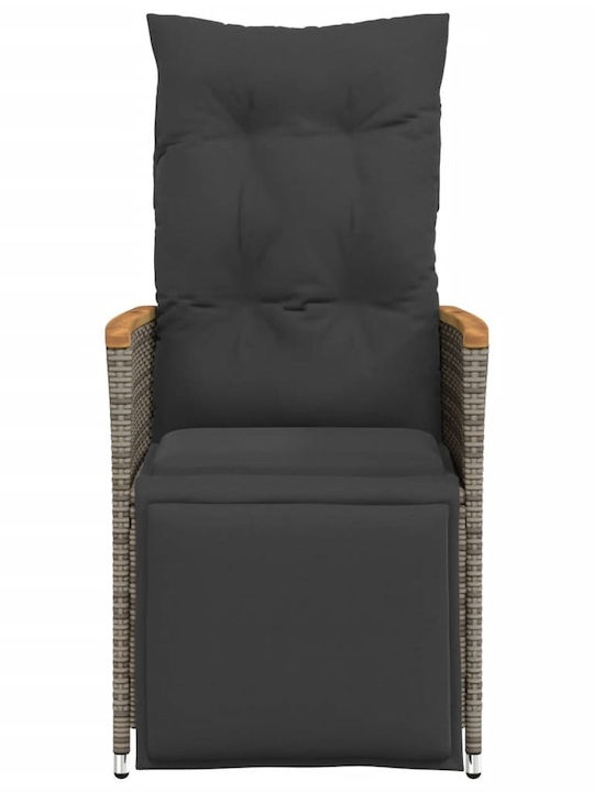 Scaun de exterior Rattan Gri cu pernă 49x50.5cm