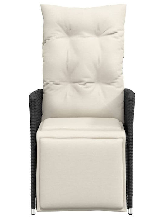 Outdoor Armchair Rattan Black with Cushion 2pcs 49x50.5x92cm