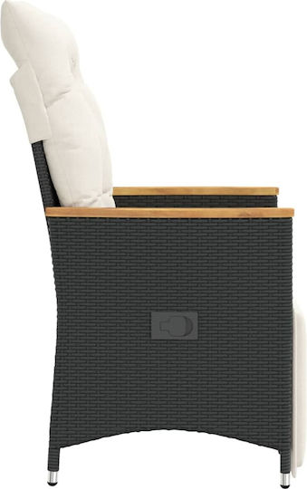 Fotoliu de exterior Rattan Black cu pernă 2buc 49x50.5x85cm