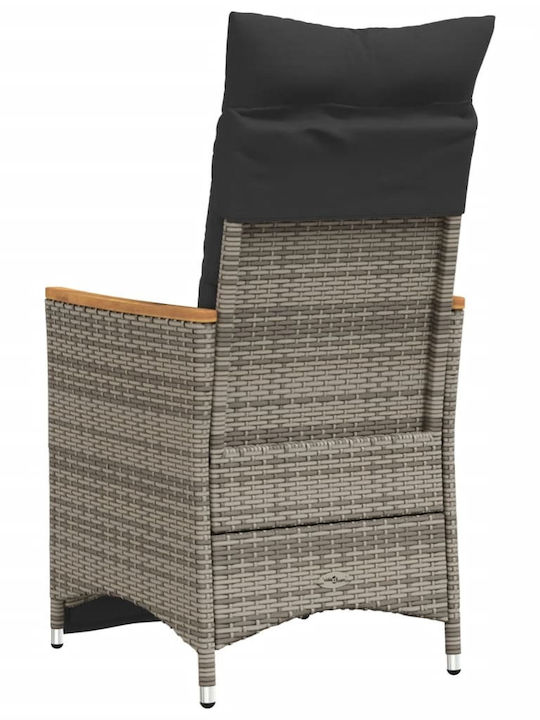 Scaun de exterior Rattan Gri cu pernă 49x50.5cm