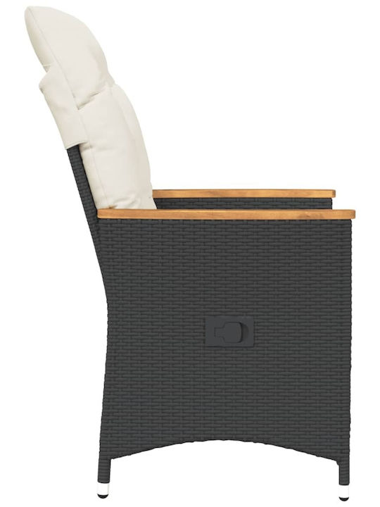 Outdoor Armchair Rattan Black with Cushion 2pcs 49x50.5x92cm