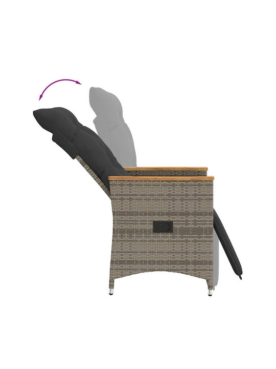 Scaun de exterior Rattan Gri cu pernă 49x50.5cm