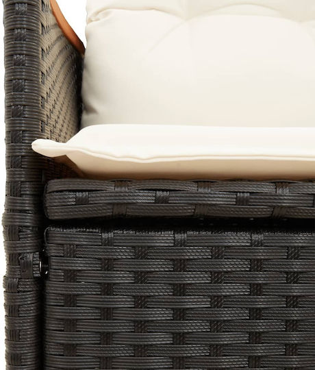 Fotoliu de exterior Rattan Black cu pernă 2buc 49x50.5x85cm