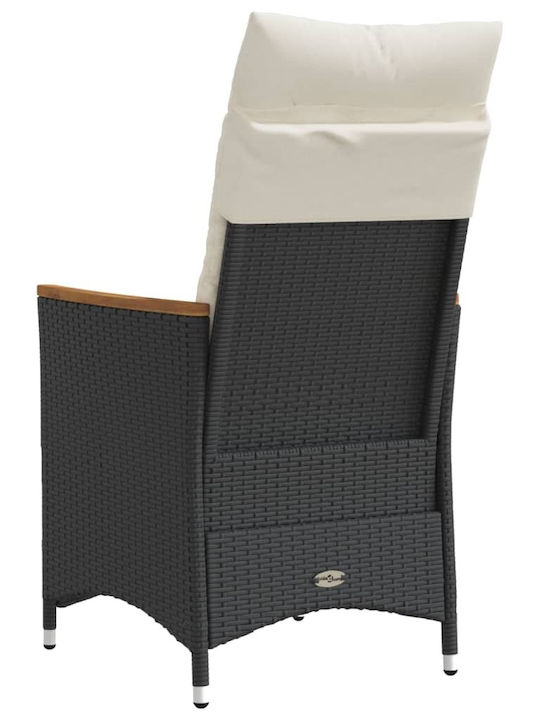 Outdoor Armchair Rattan Black with Cushion 2pcs 49x50.5x92cm