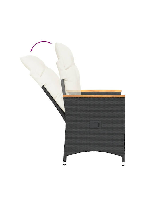 Outdoor Armchair Rattan Black with Cushion 2pcs 49x50.5x92cm