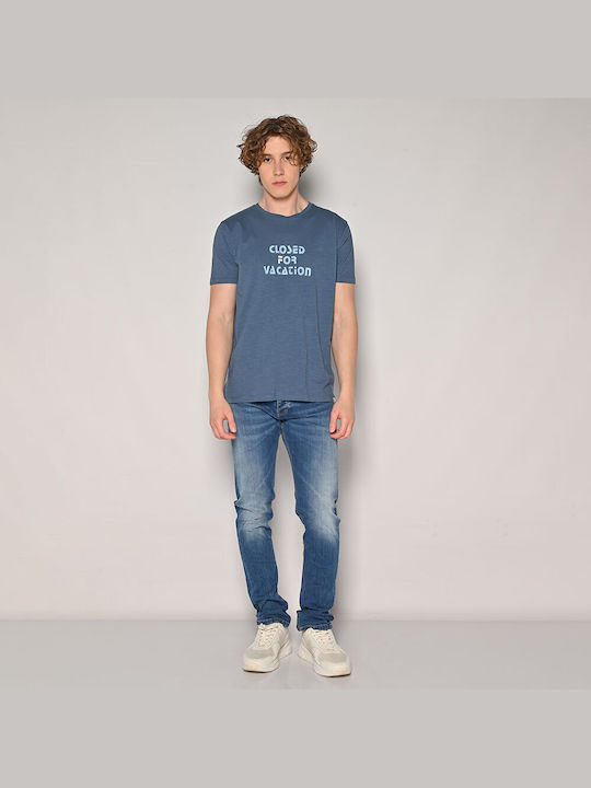 Brokers Jeans Herren T-Shirt Kurzarm Blau