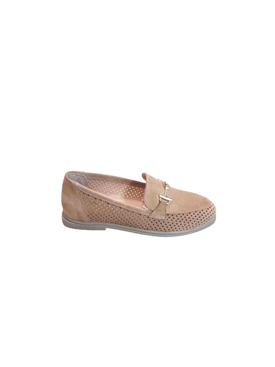 Pyramis Leather Women's Moccasins in Beige Color