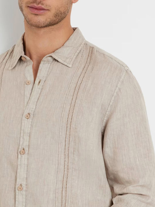 Guess Linen Shirt Beige