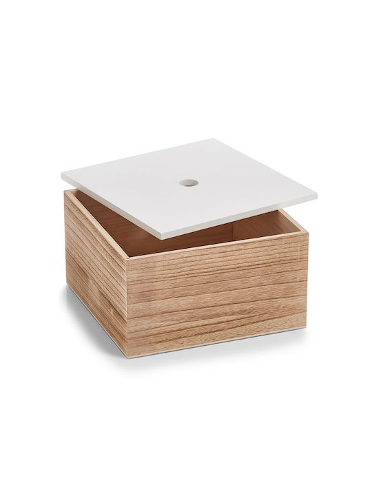 Ξύλινο Κουτί Αποθήκευσης με Καπάκι Μπεζ 24x24cm 3τμχ