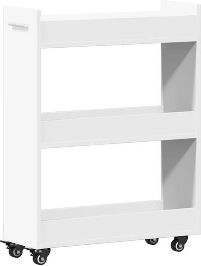 vidaXL Wooden Kitchen Trolley 3 Tiers White 60x22x79cm