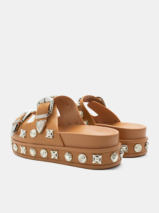 Women's Flat Sandals Flatforms in Brown Color