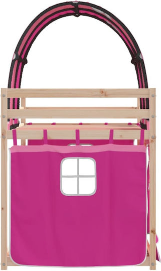 Kids Bed Loft Bed Single Pink for Mattress 90x200cm
