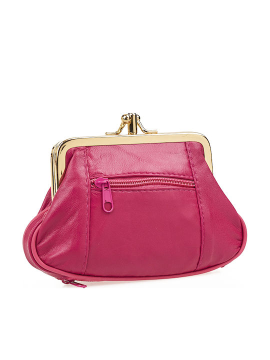Small Leather Women's Wallet Coins Fuchsia