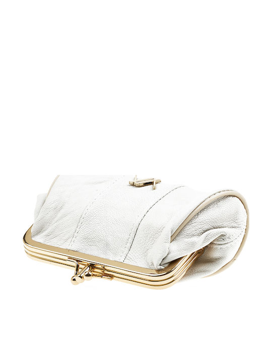 Small Leather Women's Wallet Coins Ecru