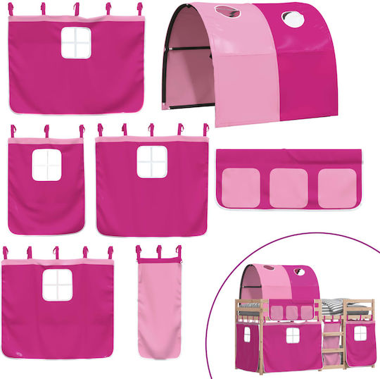 Kids Bed Loft Bed Single Pink for Mattress 90x200cm