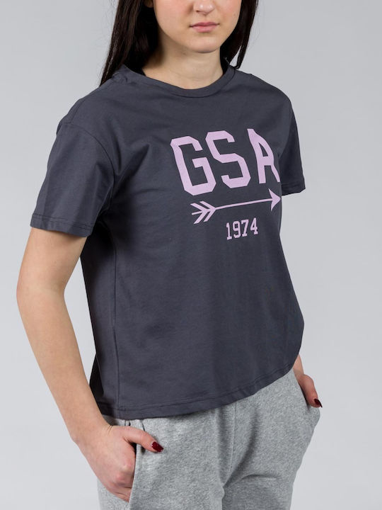 Glory And Heritage Damen Sportlich Crop T-Shirt Charcoal