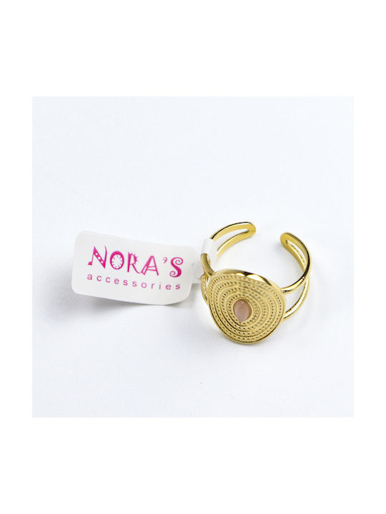 Nora's Accessories Damen Ring aus Stahl Vergoldeter