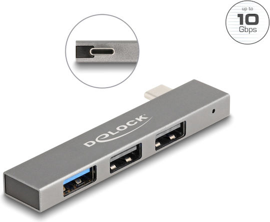 DeLock USB 3.0 4-Port Hub with USB-C Connection Gray