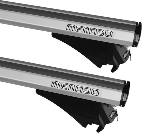 Menabo Menabo Aluminum Car Roof Bars 135cm Set with Roof Rack Legs for Cars with Factory Bars Silver