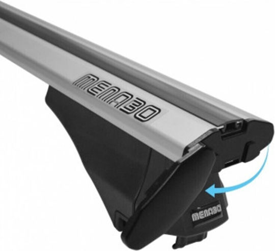 Menabo Menabo Aluminum Car Roof Bars 135cm Set with Roof Rack Legs for Cars with Factory Bars Silver